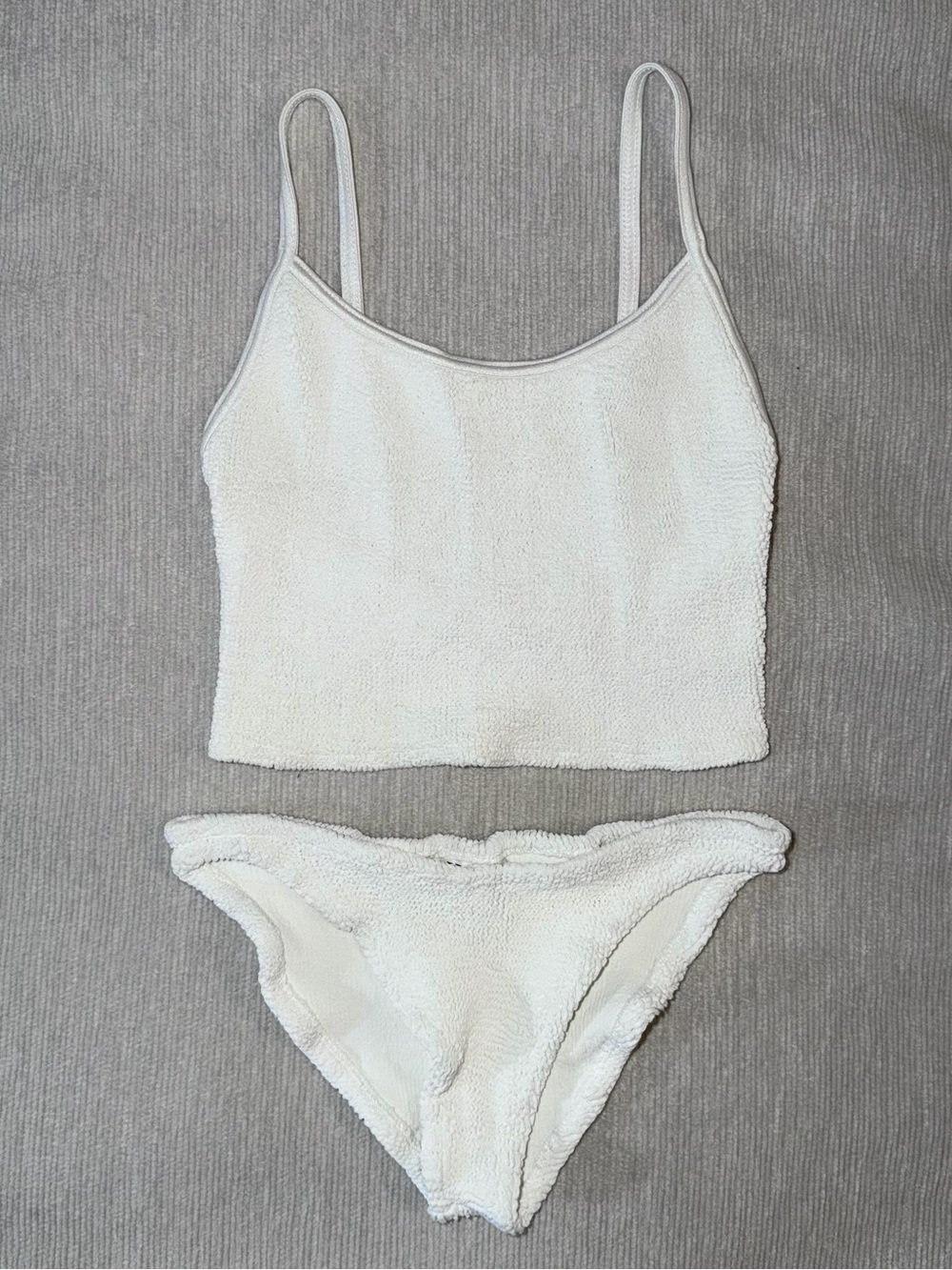 Hunza G Strap Bikini SET White Tankini Swimsuit Rare One Size - Picture 7 of 8